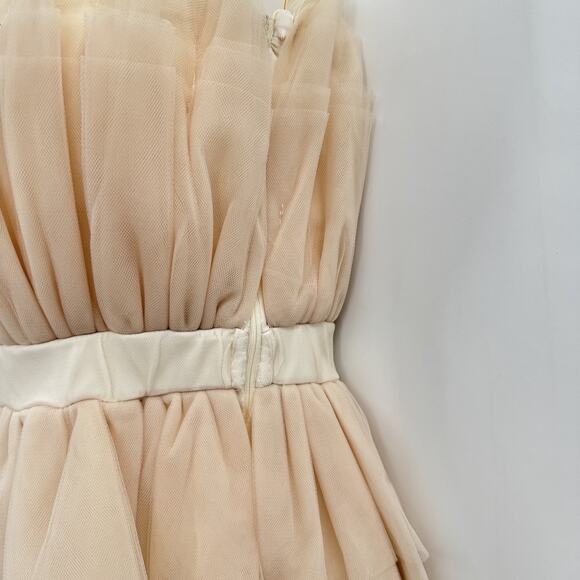 Entro Tulle Banded Strapless Top Sz S Blush Beige Coquette Ruffle Feminine New - Picture 3 of 11